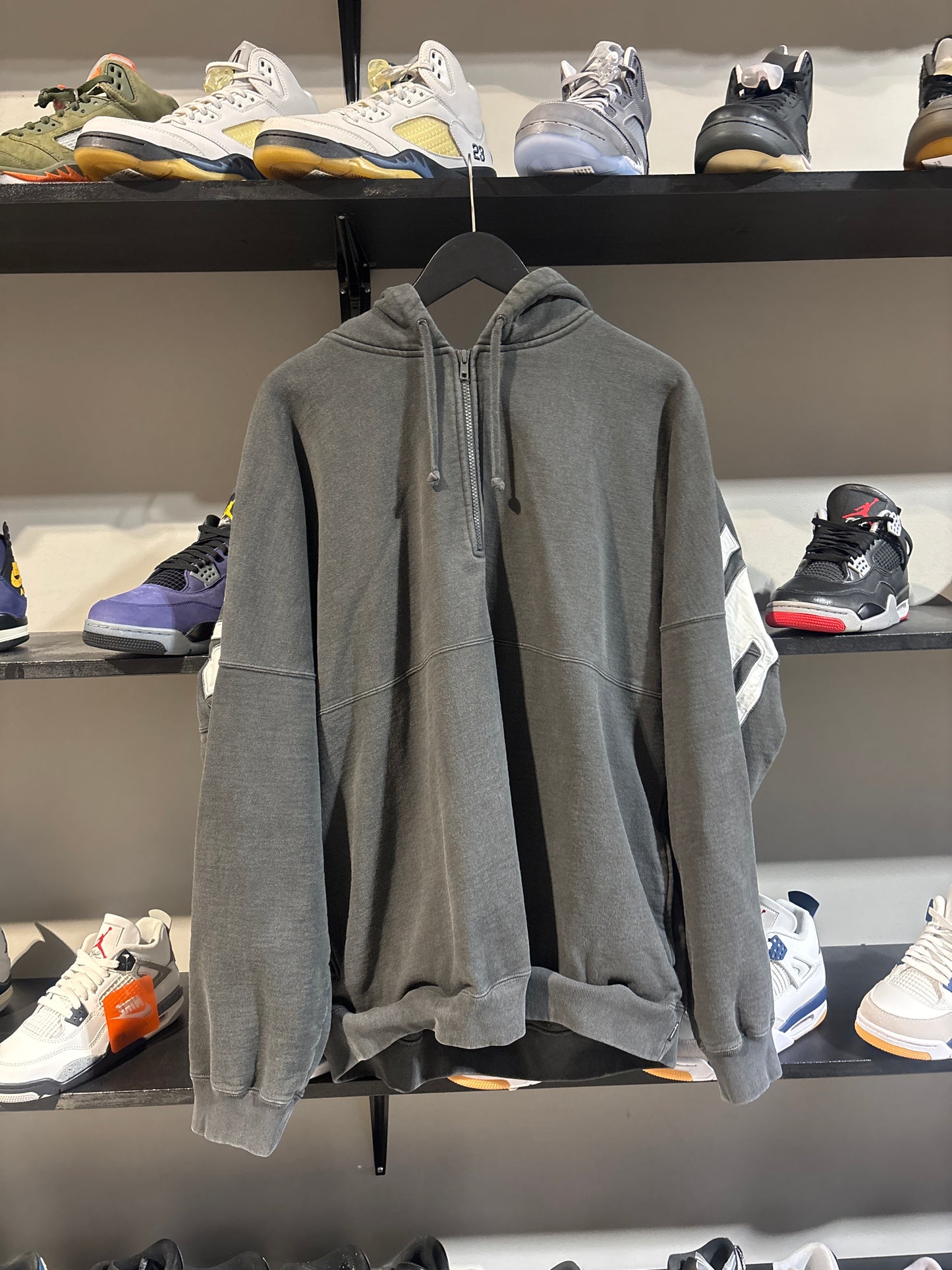 Supreme Grey/White Quarter Zip Hoodie