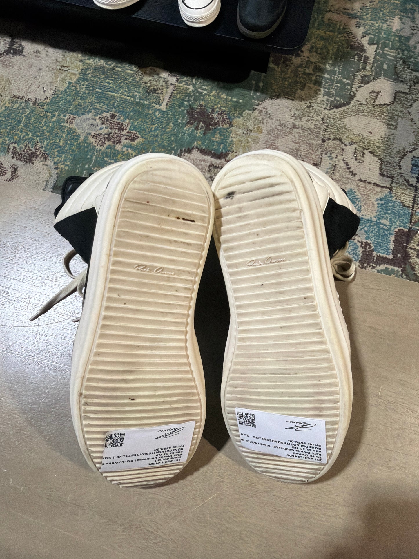 Rick Owens Geobasket Black/White Suede Sz 11 NB
