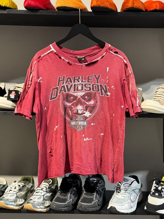 Vintage Harley Davidson Red Thrashed Tee - Vintage