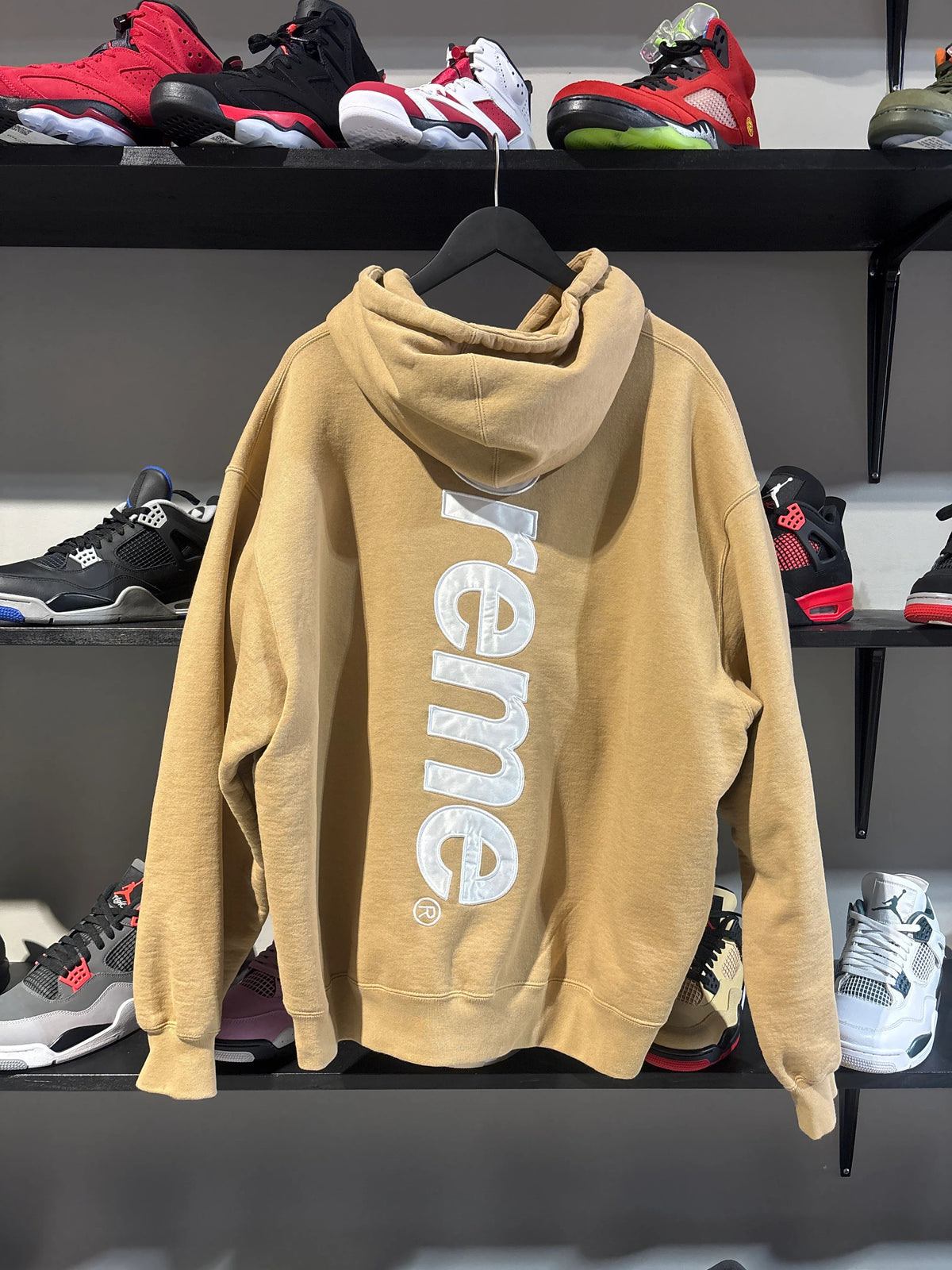 Supreme Satin Applique Hoodie Brown Sz Xl - Pre-Owned