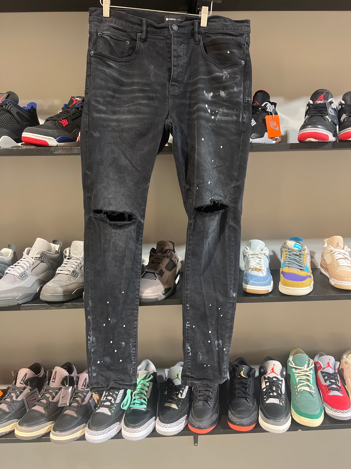Purple Black Paint Splatter Jeans
