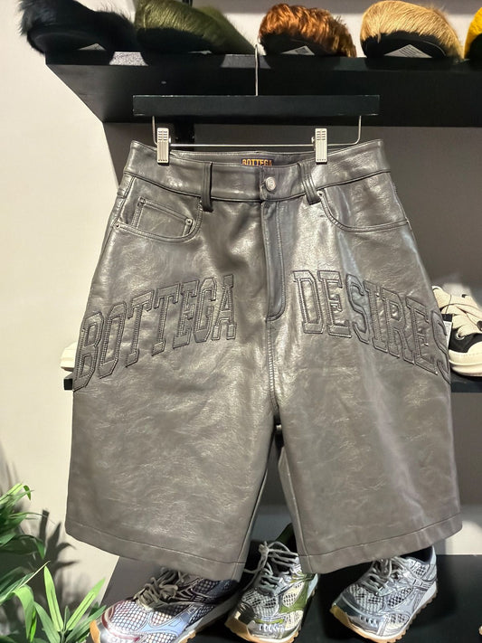 Bottega Desires Grey Leather Shorts