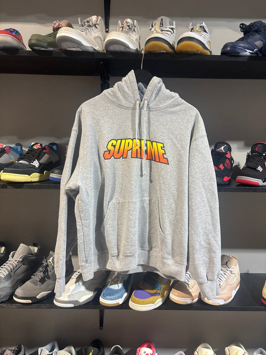supreme grey hoodie ss24 red yellow logo