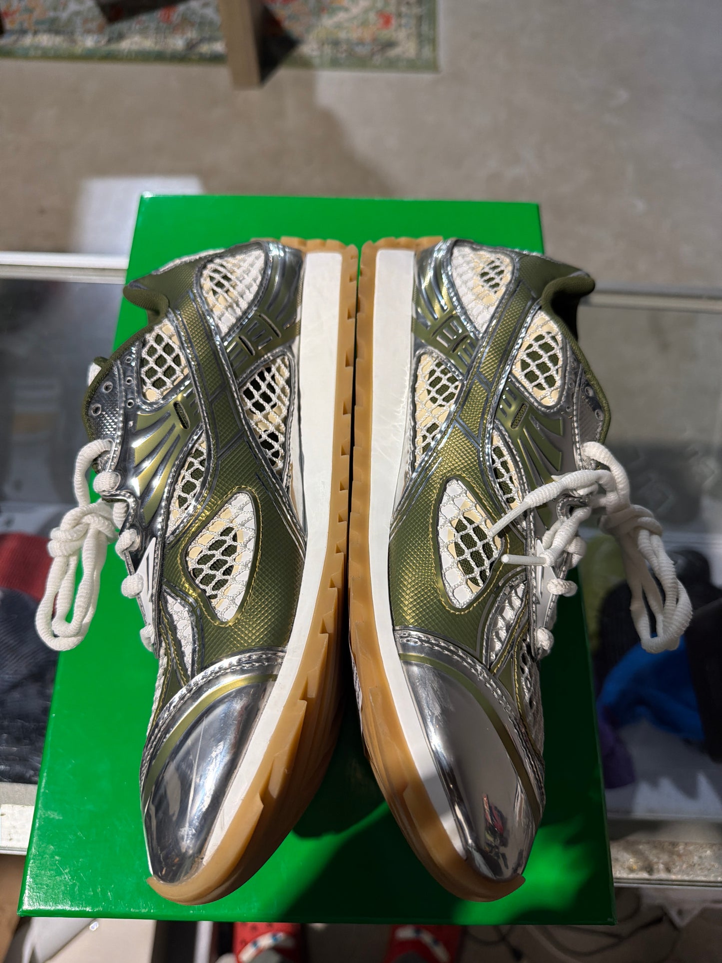 Bottega Orbit Green Metallic Used Sz 10