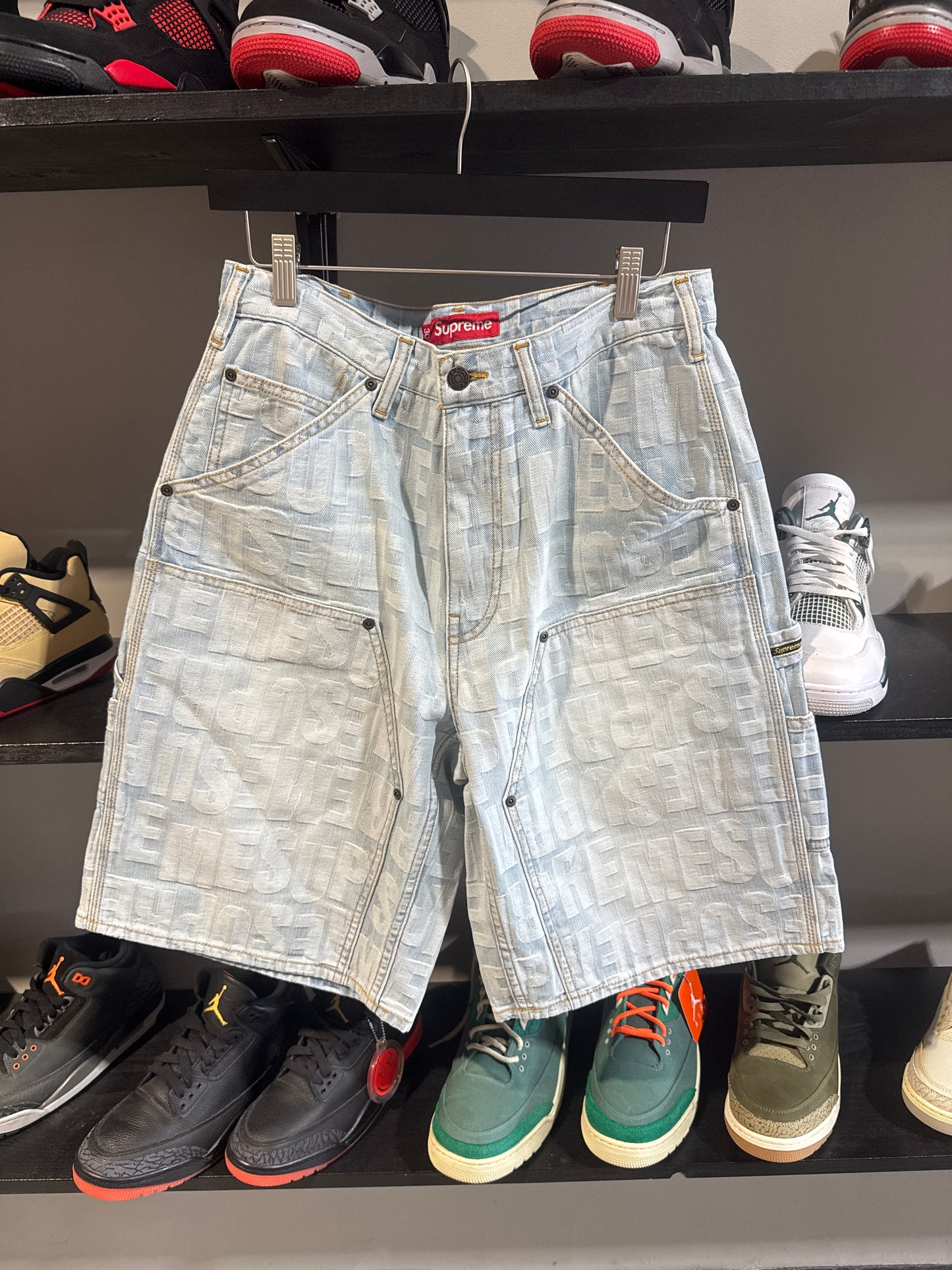 Supreme Repeat Jacquard Double Knee Blue Shorts