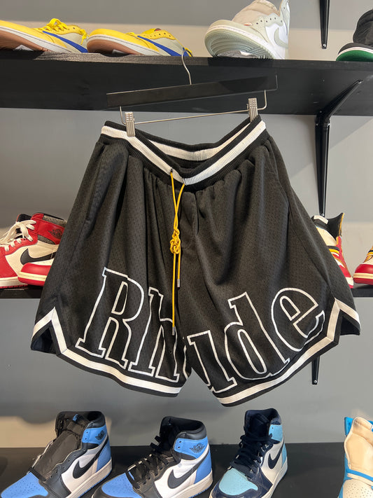 black and white rhude shorts