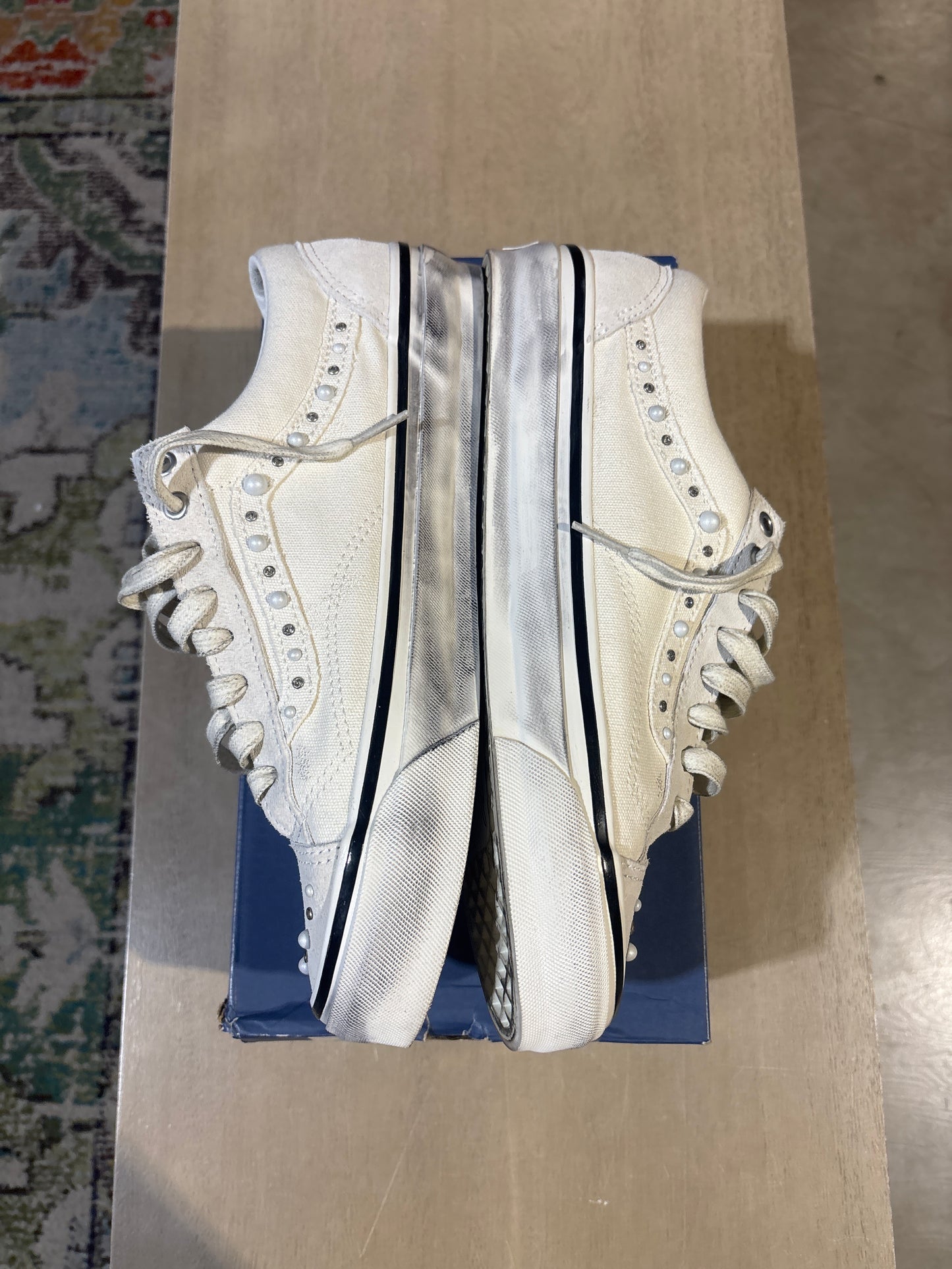 vans lx old skoll white pearlized used sz 10.5