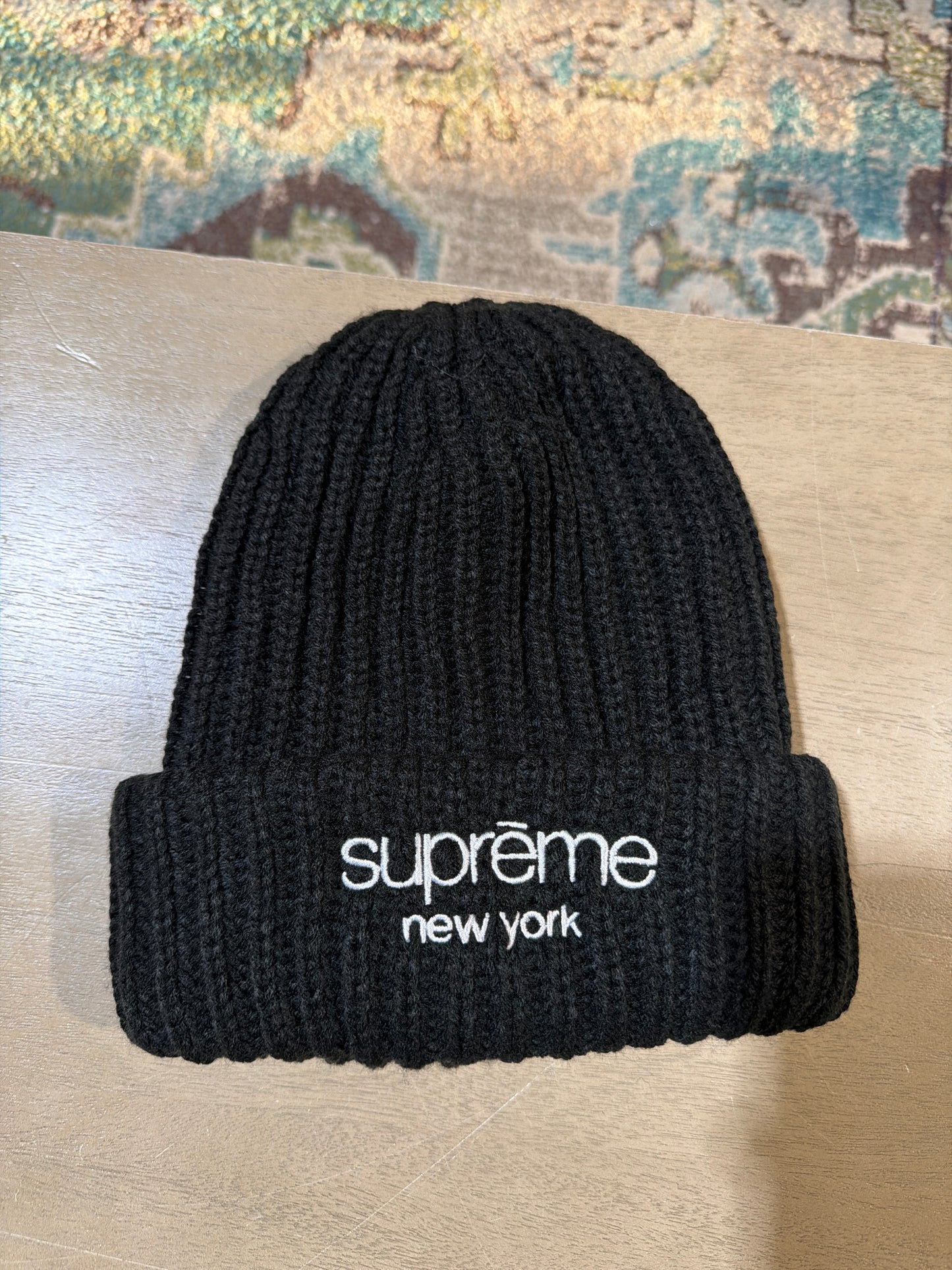 Supreme Classic Logo Chunky Ribbed Beanie Black