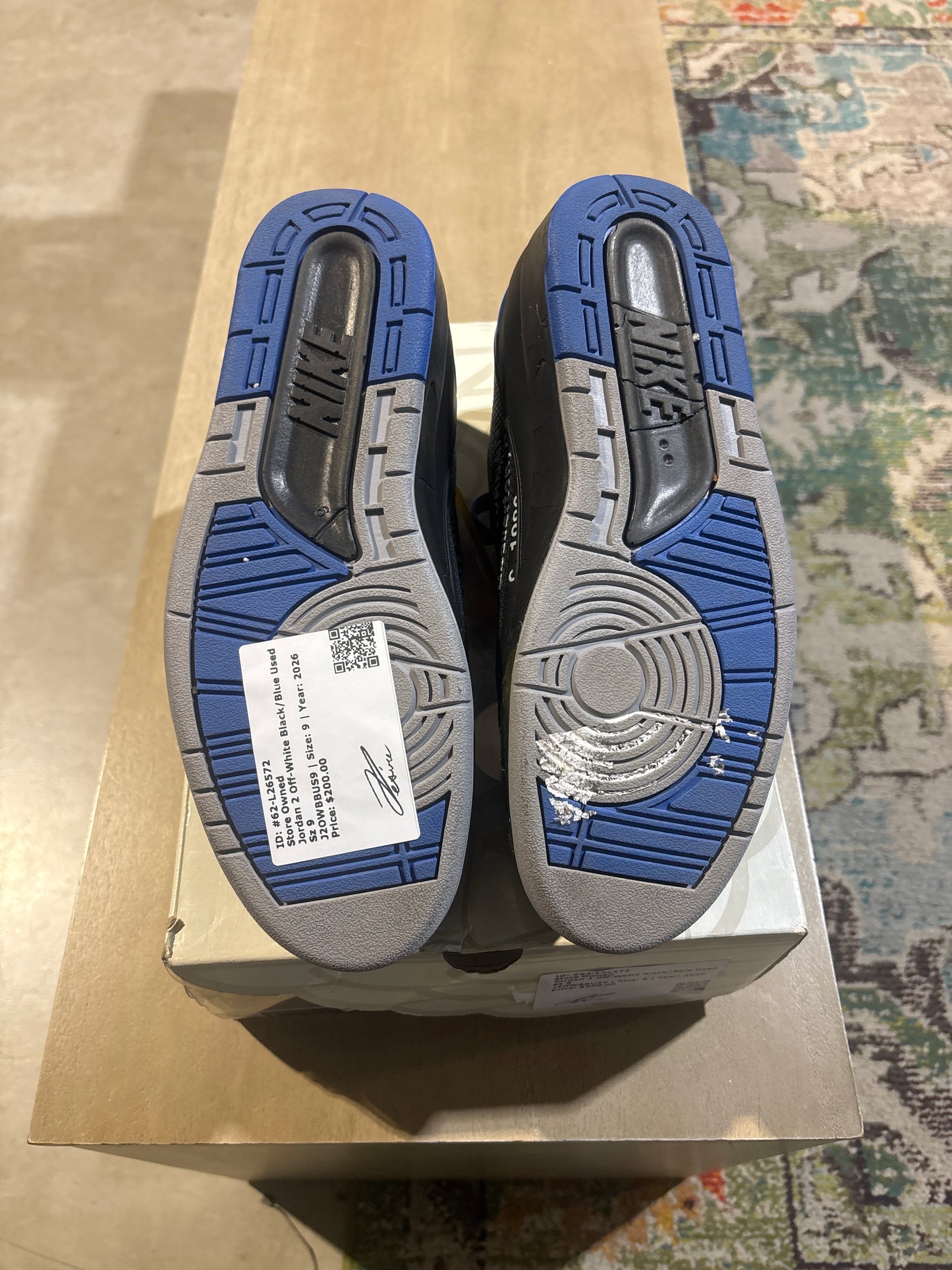 Jordan 2 Off-White Black/Blue Used Sz 9