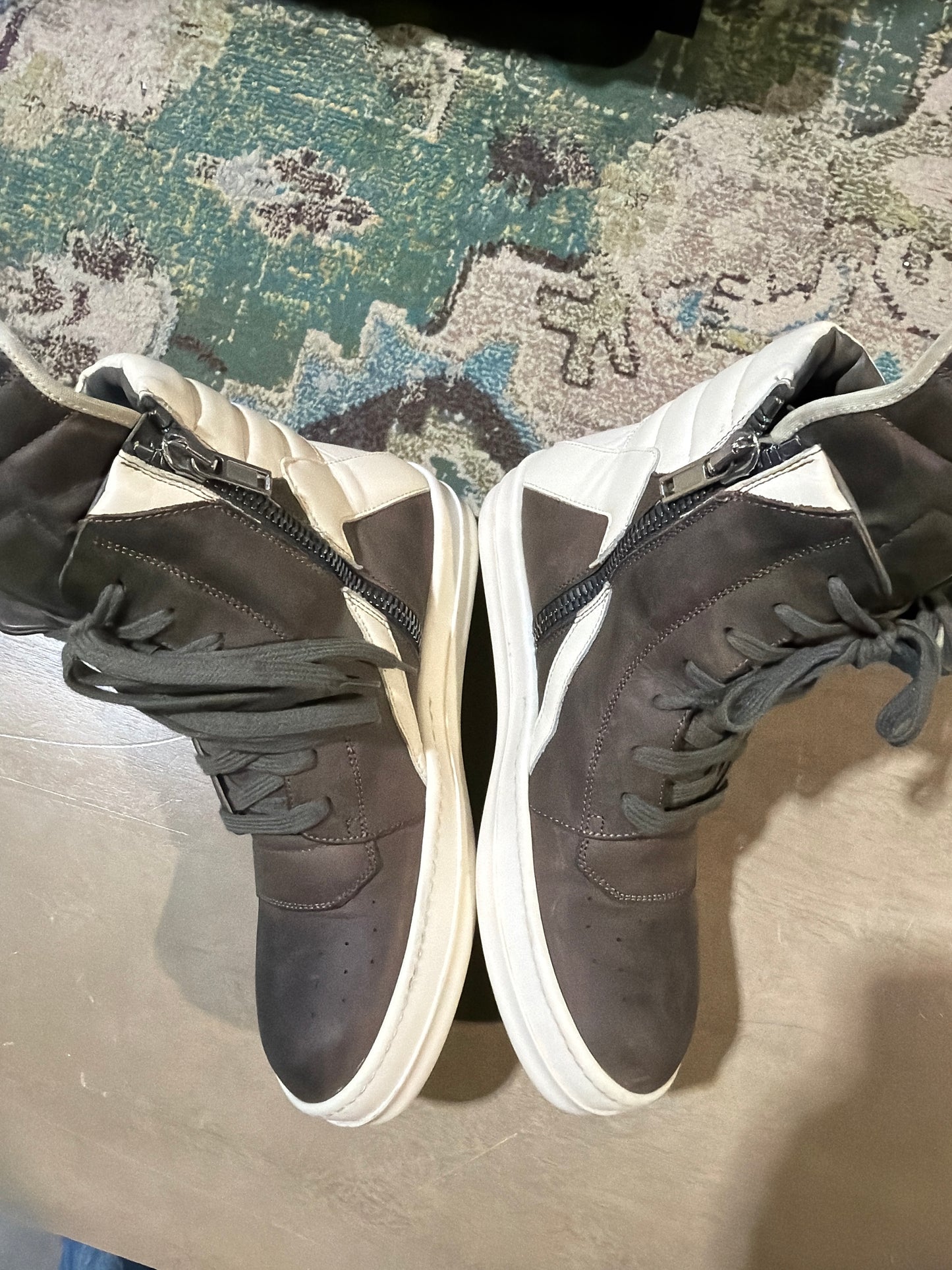 Rick Owens Geobasket Brown/White Used Sz 6 NB