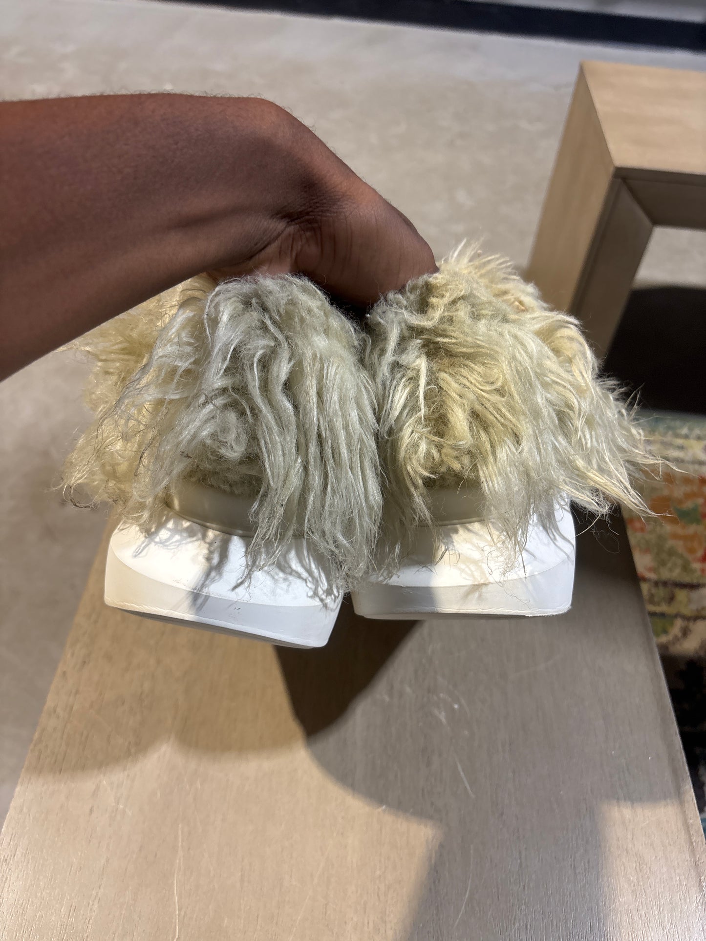 RICK OWENS ABSTRACT RAMONES GREEN FUR USED SZ 8