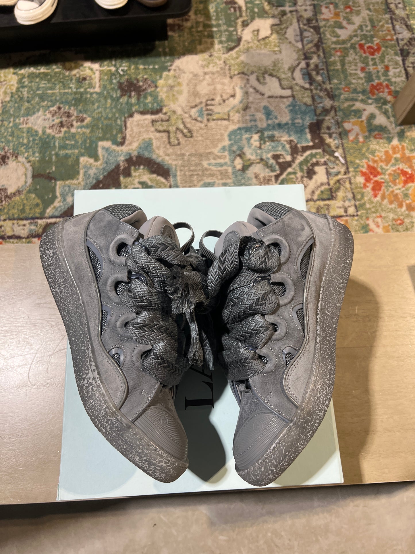 Lanvin curb sneaker grey on grey used sz 11