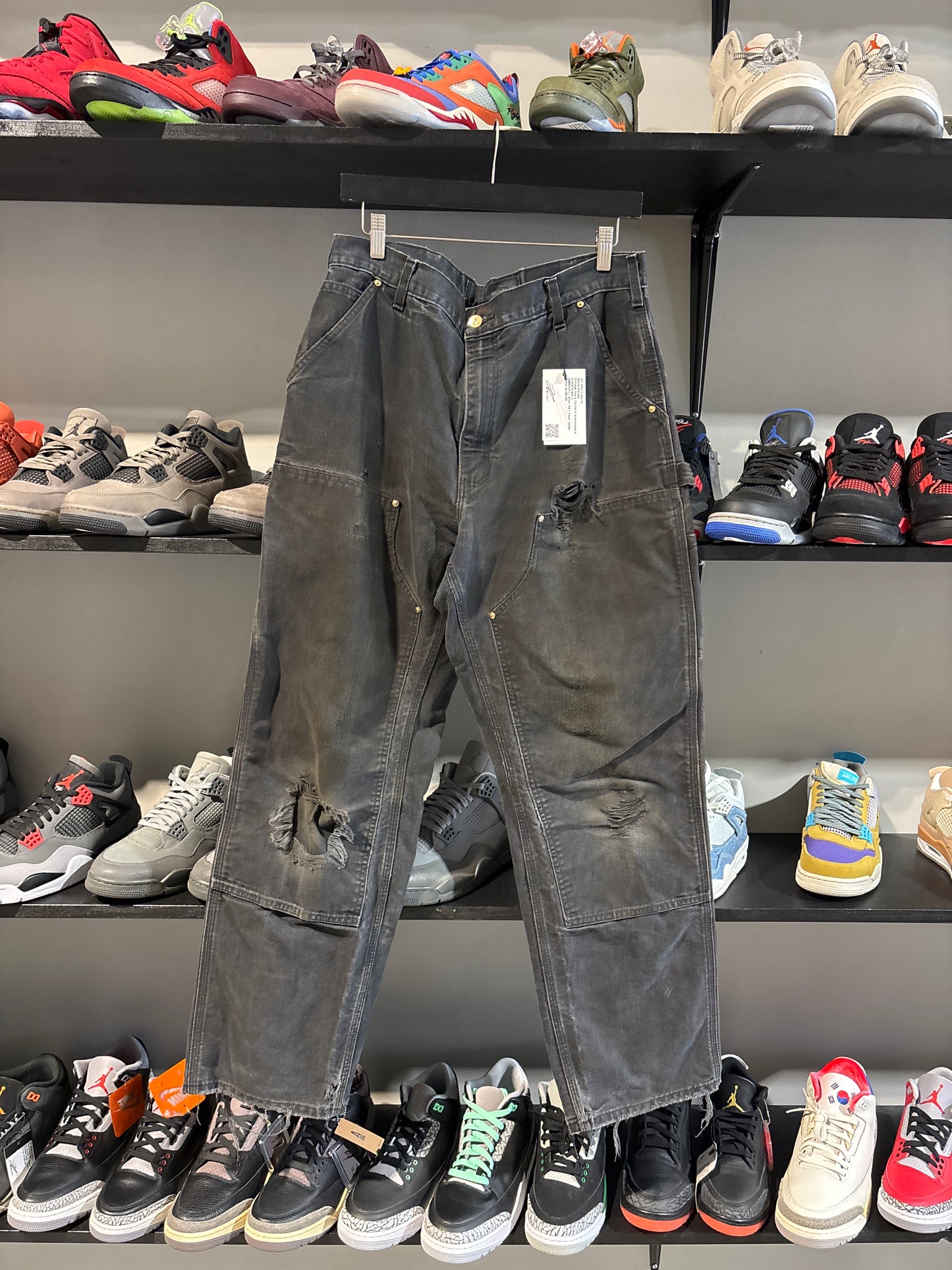 Vintage black Carhartt distressed double knees 1