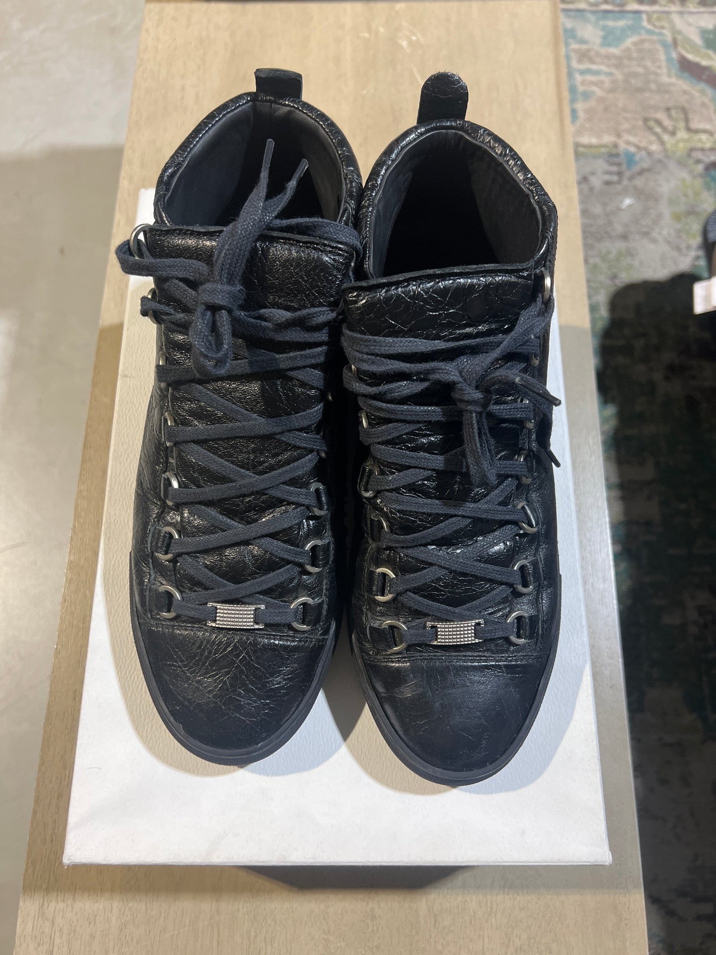 BALENCIAGA ARENAS BLACK ON BLACK LEATHER