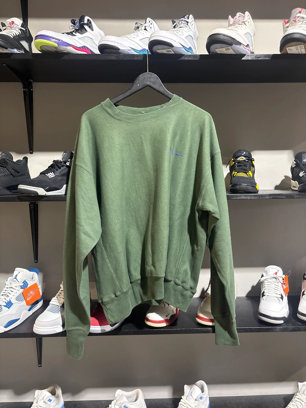 Saint Micheal Green Cursive Crewneck Sz L - Pre-Owned