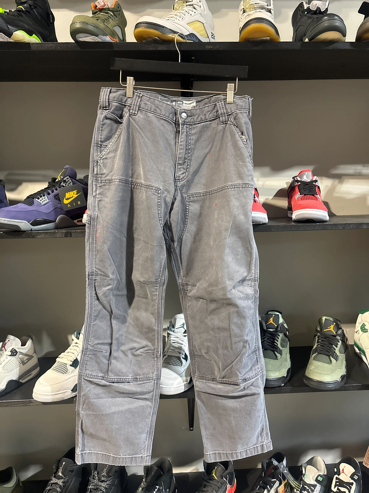 Grey Carhartt Double Knees Sz 34 - Pre-Owned