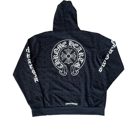 Chrome Hearts Plus Cross Allover Print With Horseshoe Logo Hoodie Black