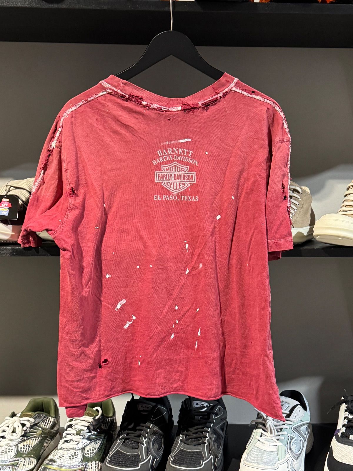 Vintage Harley Davidson Red Thrashed Tee - Vintage