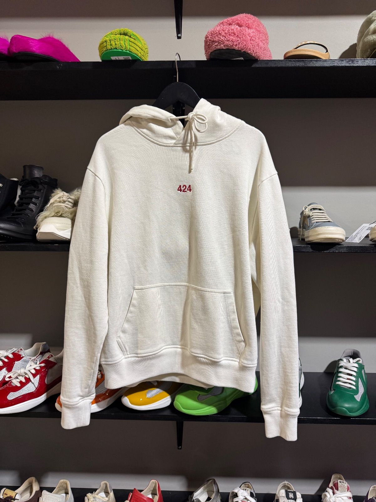 424 White/Red Small Logo Hoodie