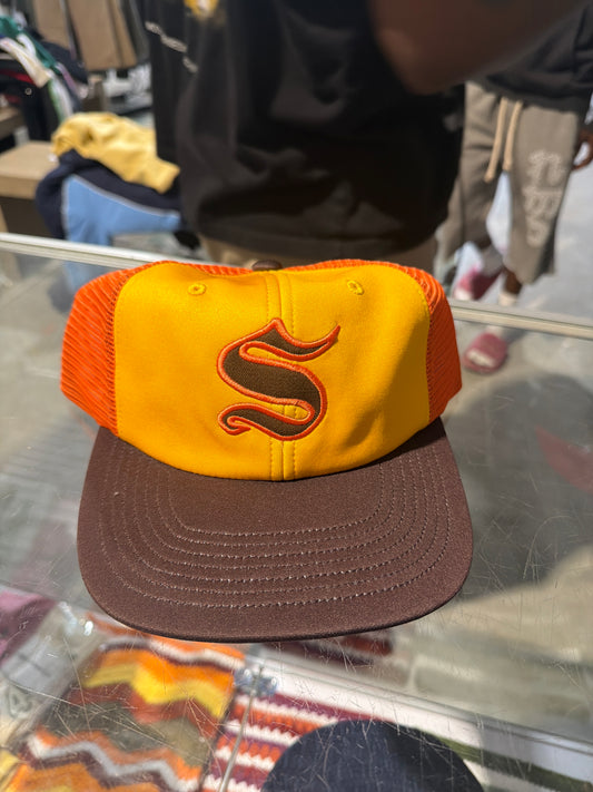Supreme Contrast Mesh Snapback Yellow/Orange