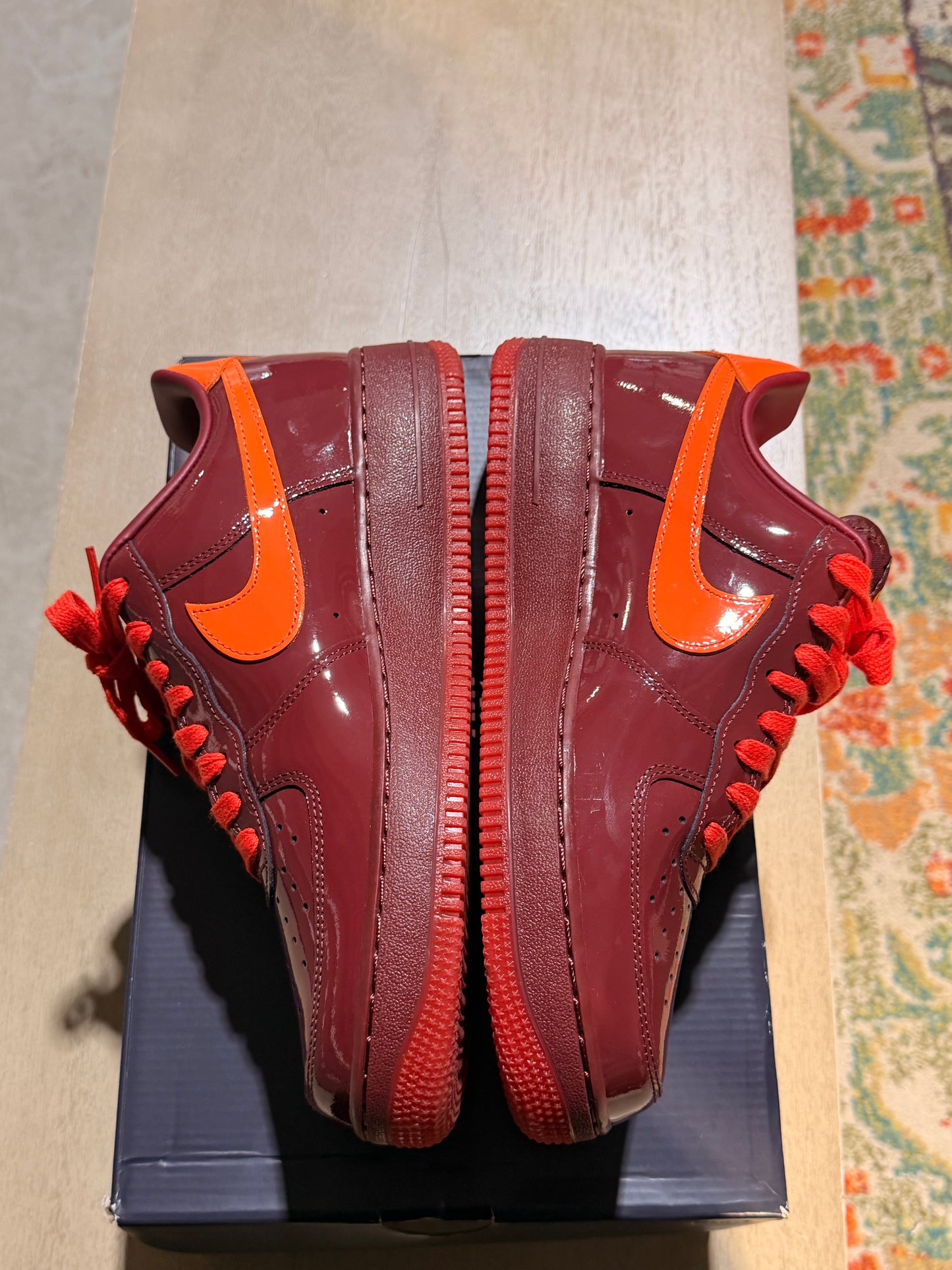 Patent Af1 Red/Orange Sz 9 TRIED ON