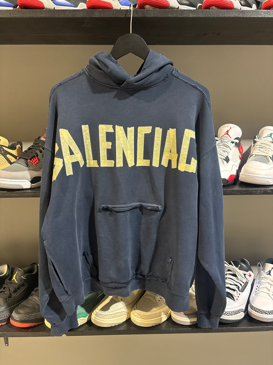 navy blue balenciaga tape hoodie