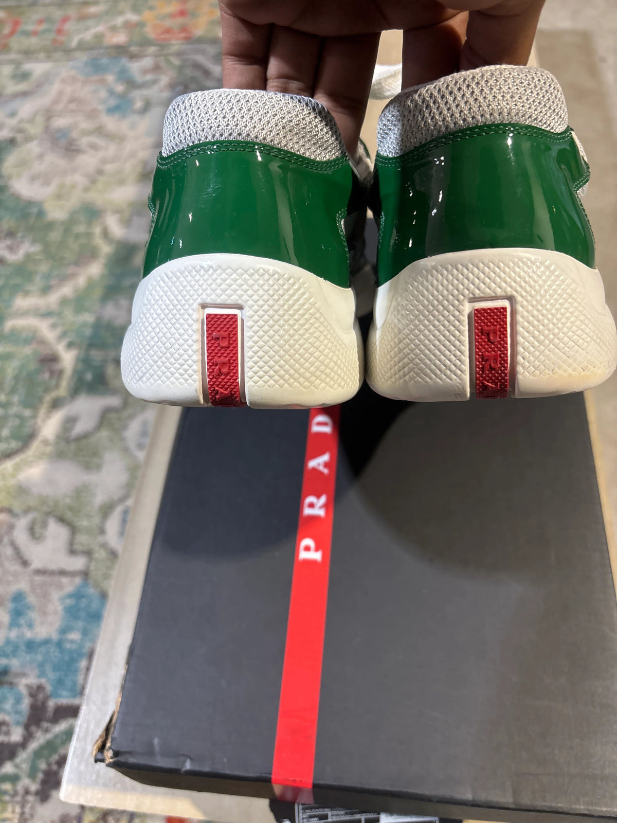 Prada Americas Cup Grey/Green Used Sz 7.5 - Pre-Owned