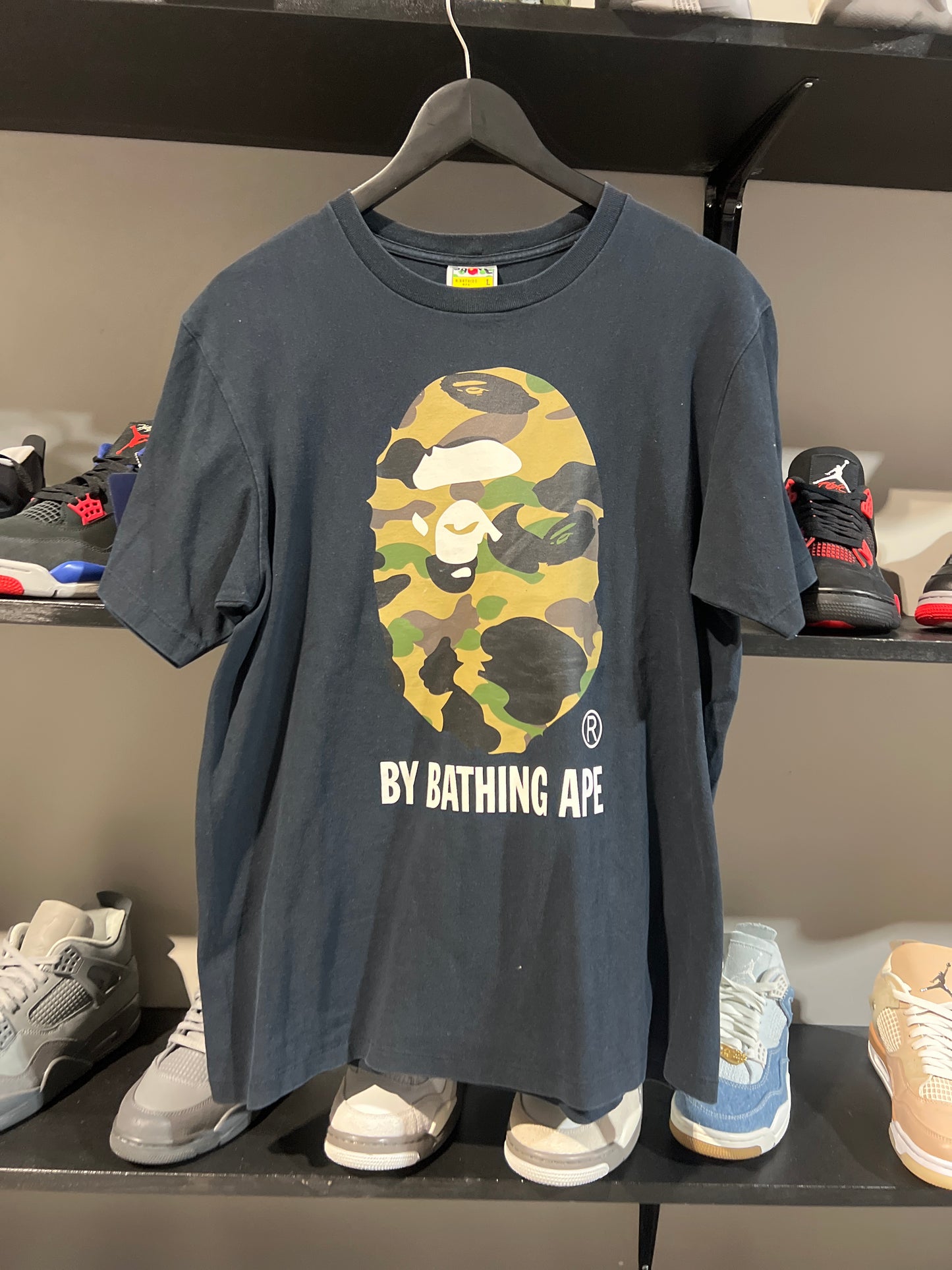 Bape black big head camo tee