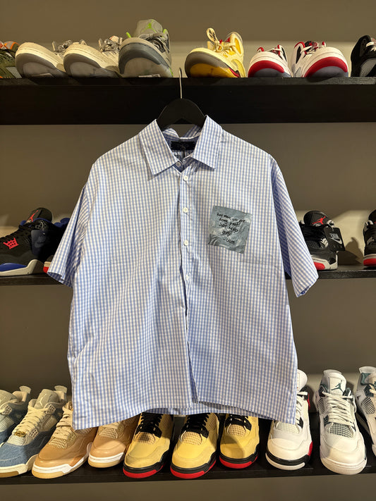 hmdd blue and white flannel short sleeve