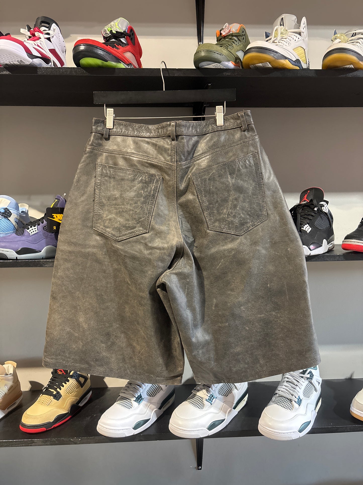 Gv Gallery Black Leather Shorts