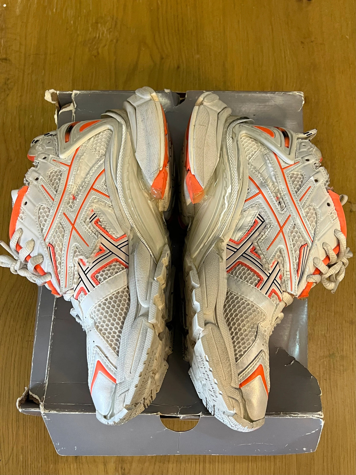 Balenciaga Runner Sneaker White Orange Used Sz 11 - Pre-Owned