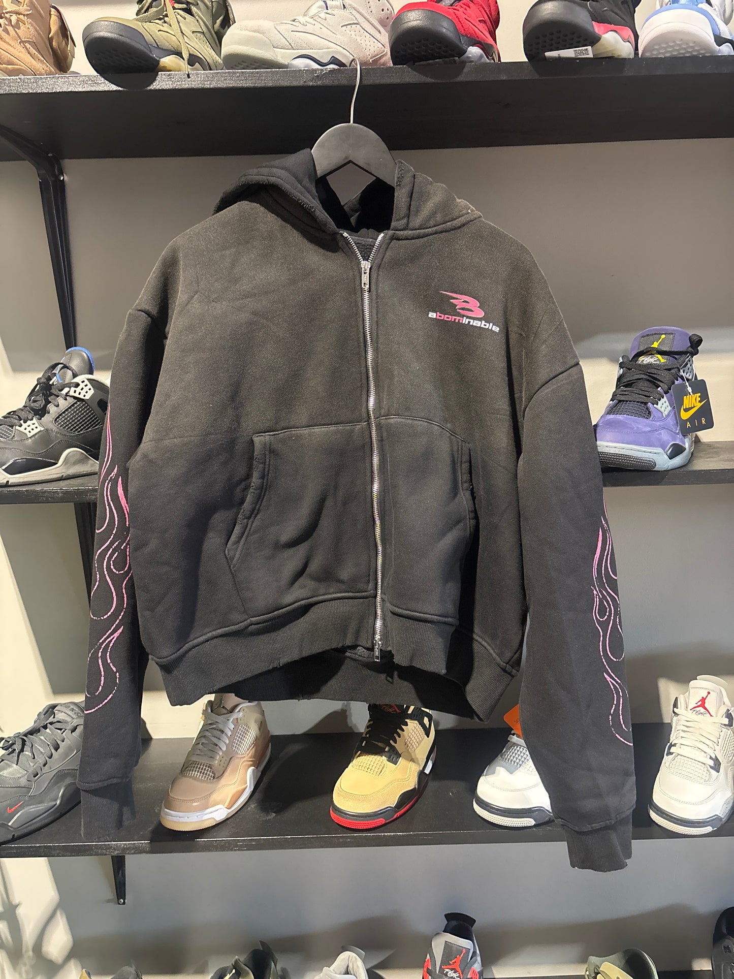 ABOMINABLE BLACK/PINK FLAME HOODIE/SHORT SET