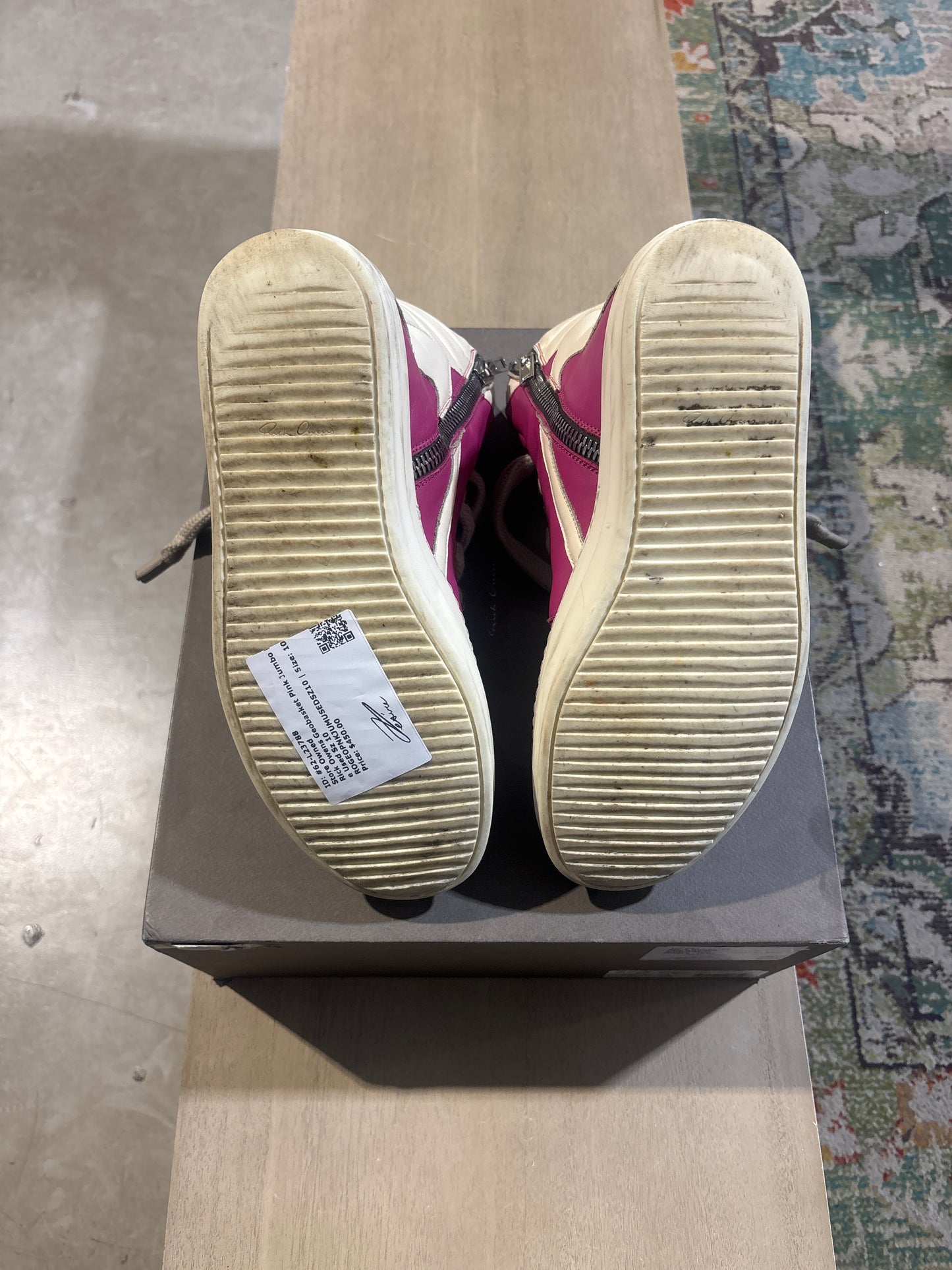 Rick Owens Geobasket Pink Jumbo Lace Used Sz 10