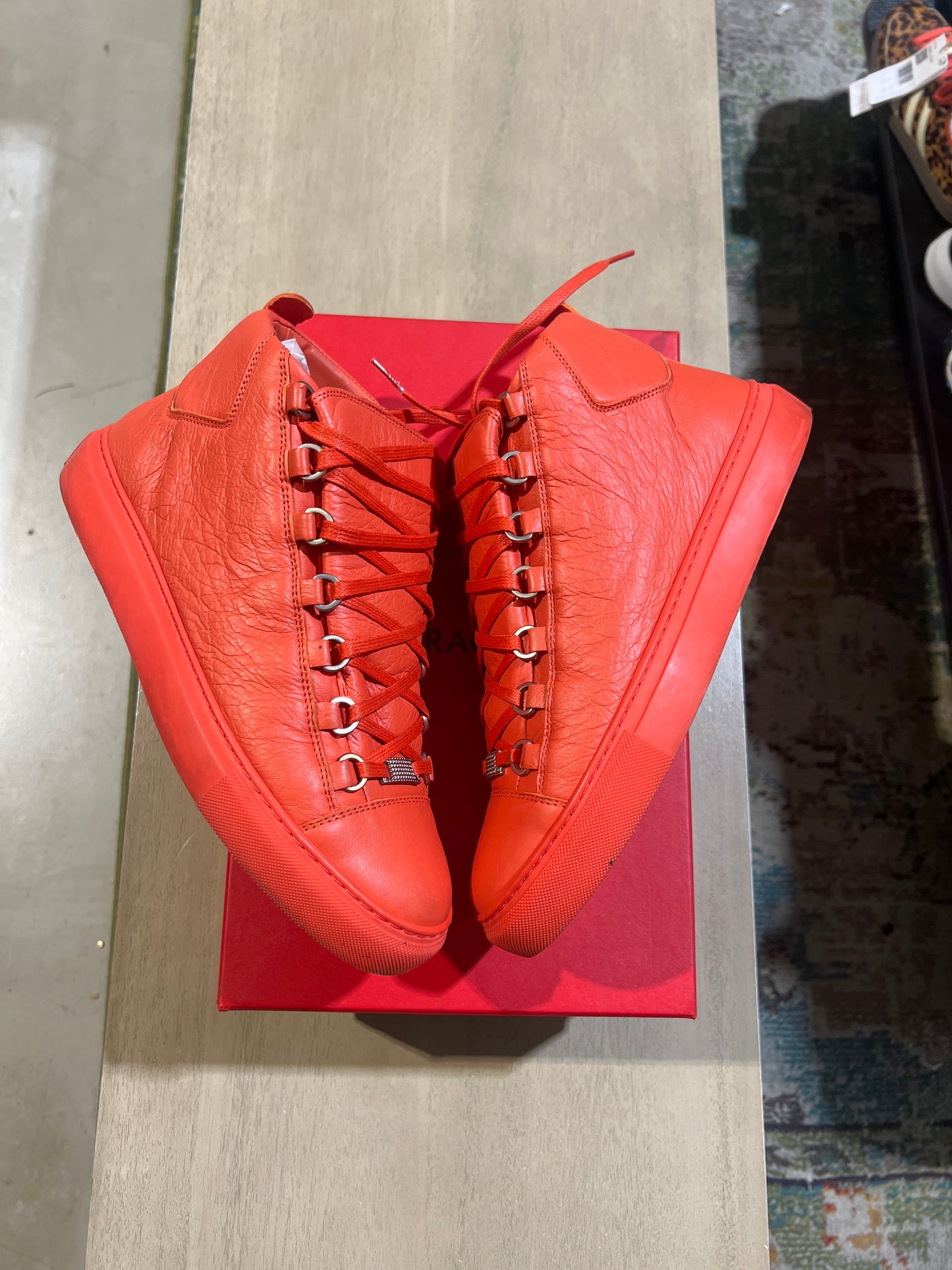 BALENCIAGA ARENAS SOFT RED ON RED LEATHER