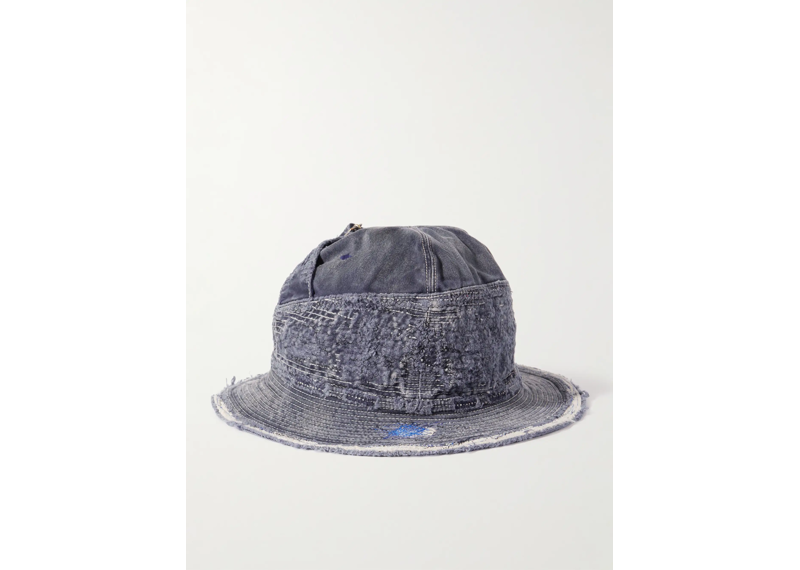 kapital distressed navy bucket hat