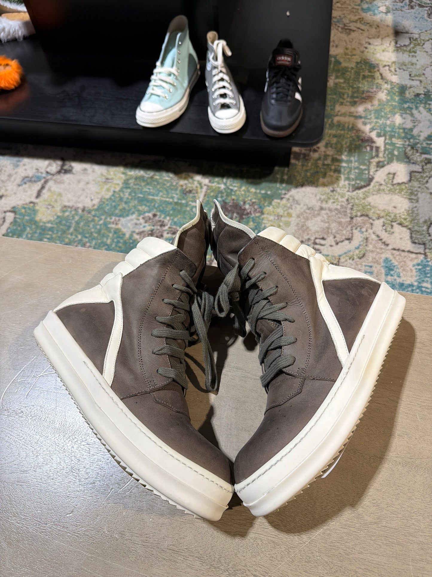 Rick Owens Geobasket Brown/White Used Sz 6 NB