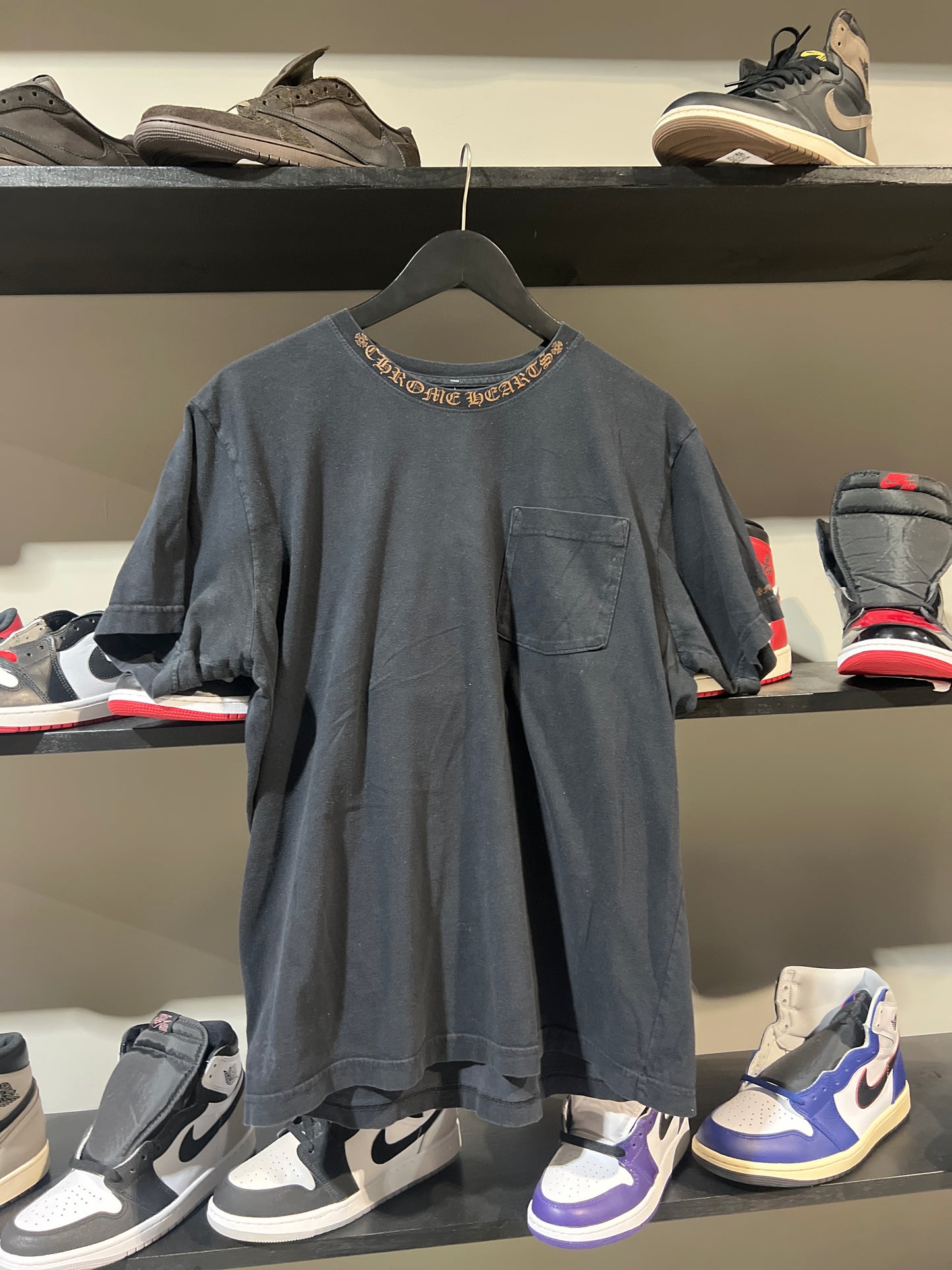 Chrome Hearts Black/Brown Collar Logo Tee Sz L