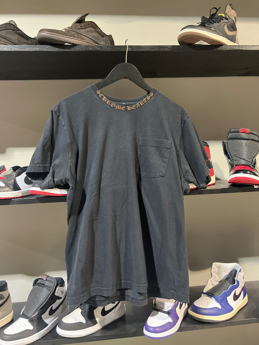 Chrome Hearts Black/Brown Collar Logo Tee Sz L