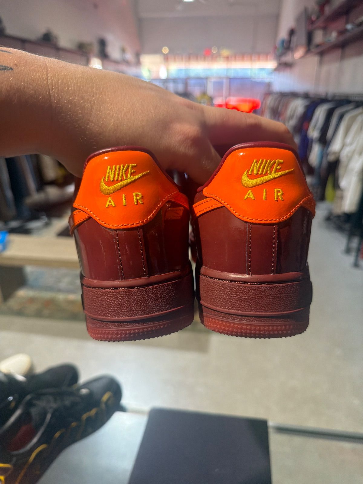 Nike Air Force 1 Low Patent Leather Dark Team Red Safety Orange - Pre-Owned
