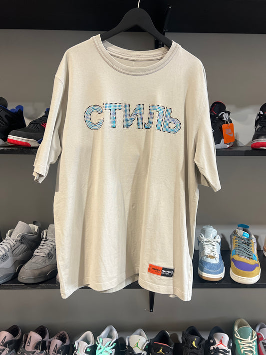 heron Preston rhinestone tee beige