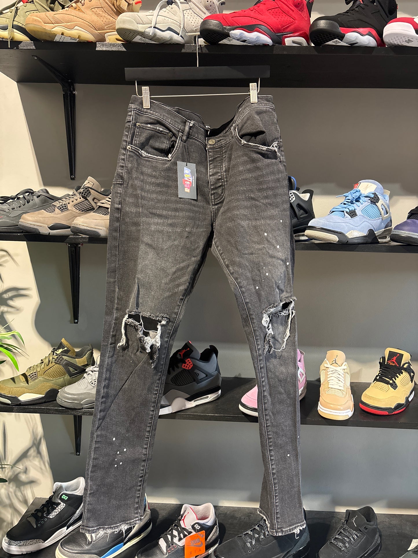 Purple Brand Denim Knee Blowout Black Sz 30
