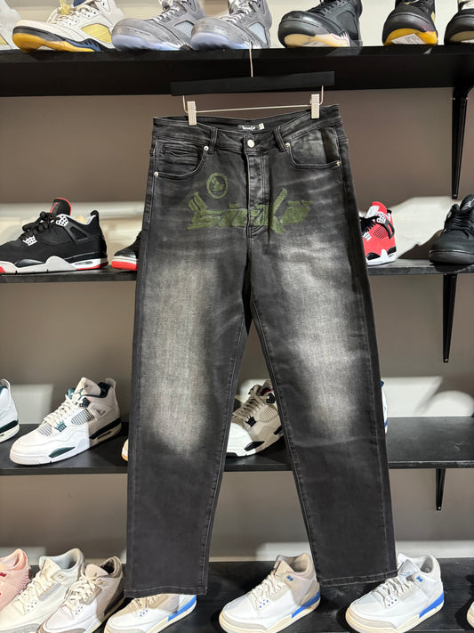 Sicko Green/Black Logo Denim Sz 32