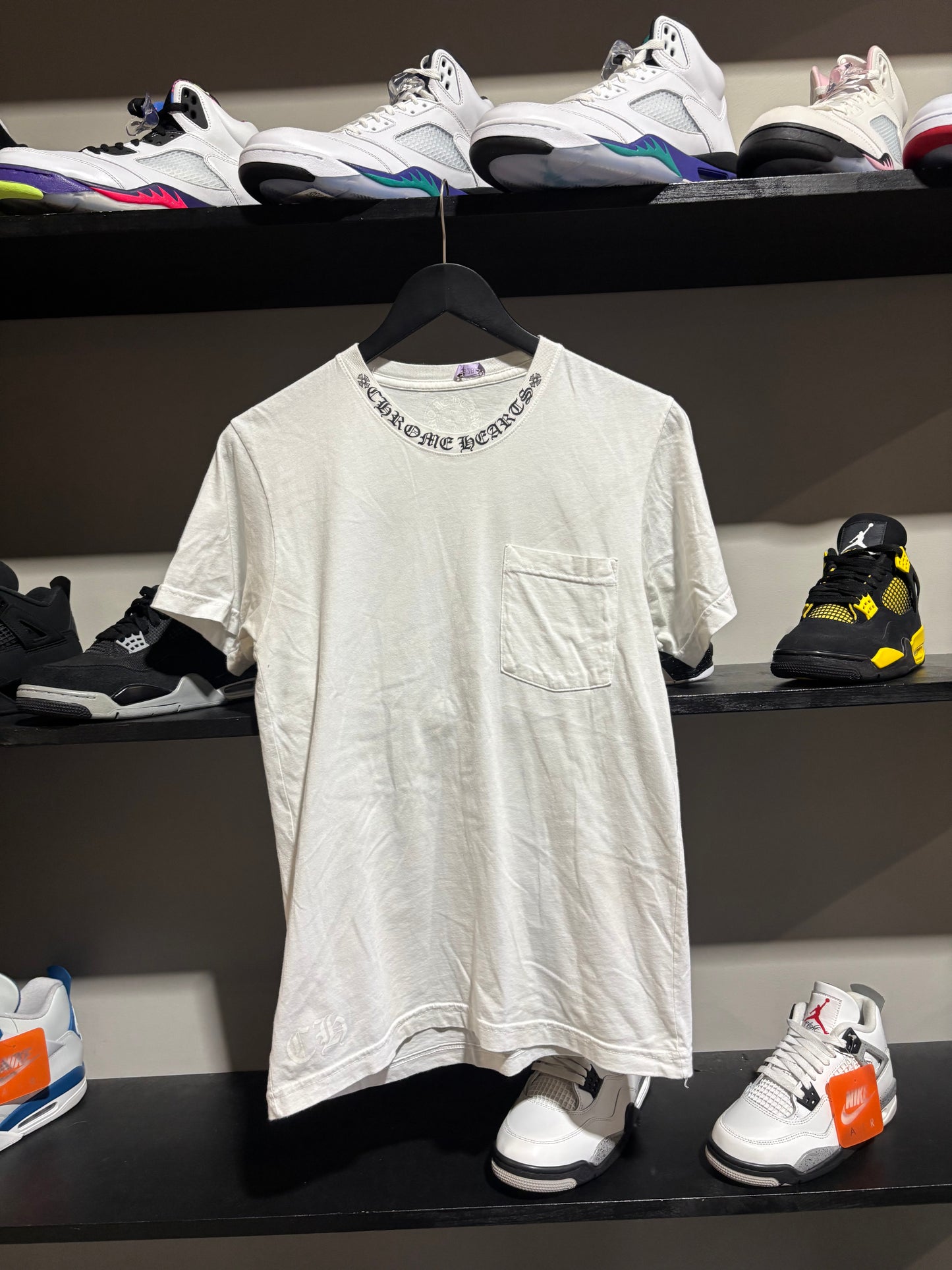 Chrome Hearts White/Black Neck Hit Tee Sz S