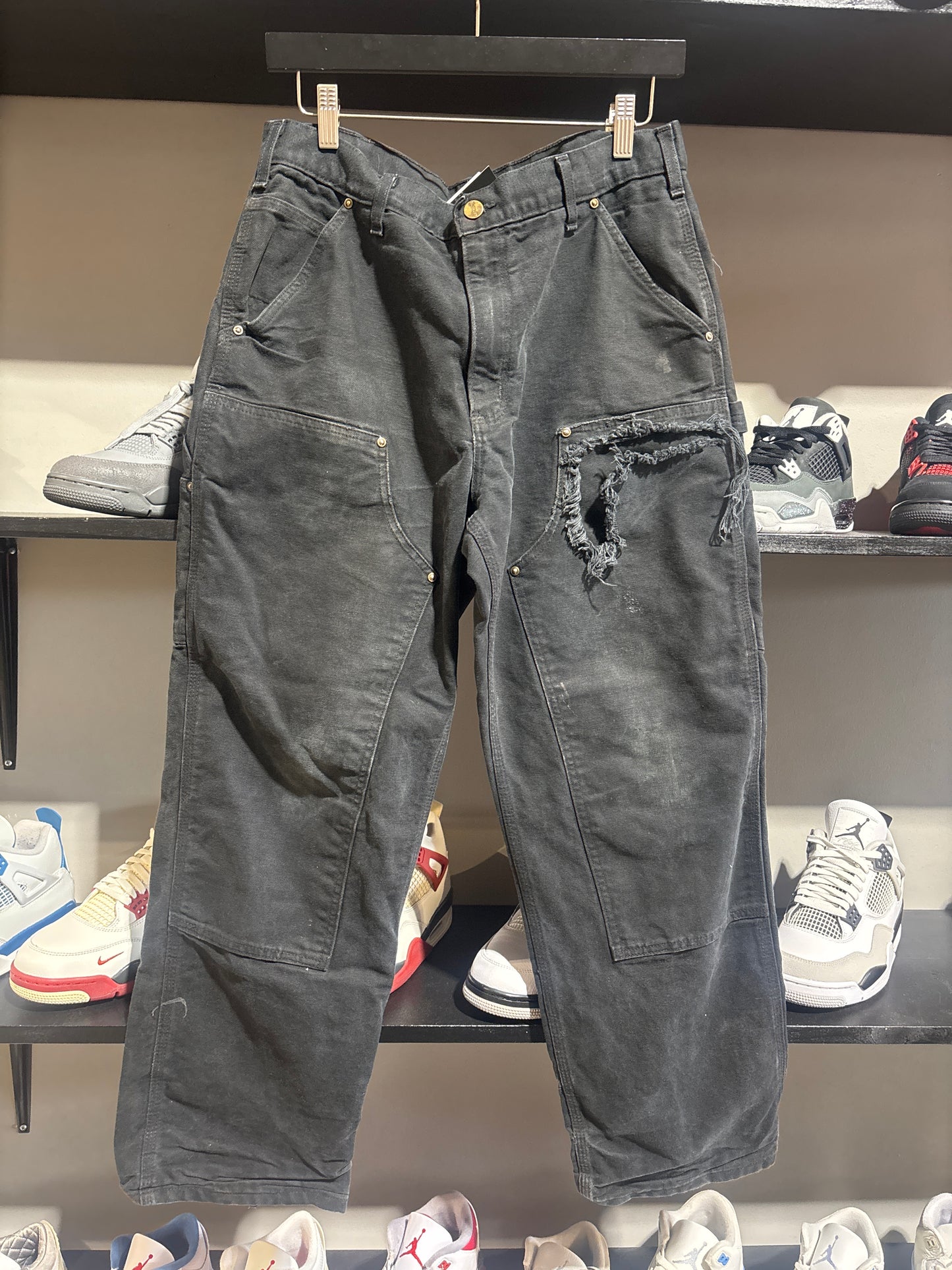 Vintage Black Distressed Carhartt Double Knees Sz32