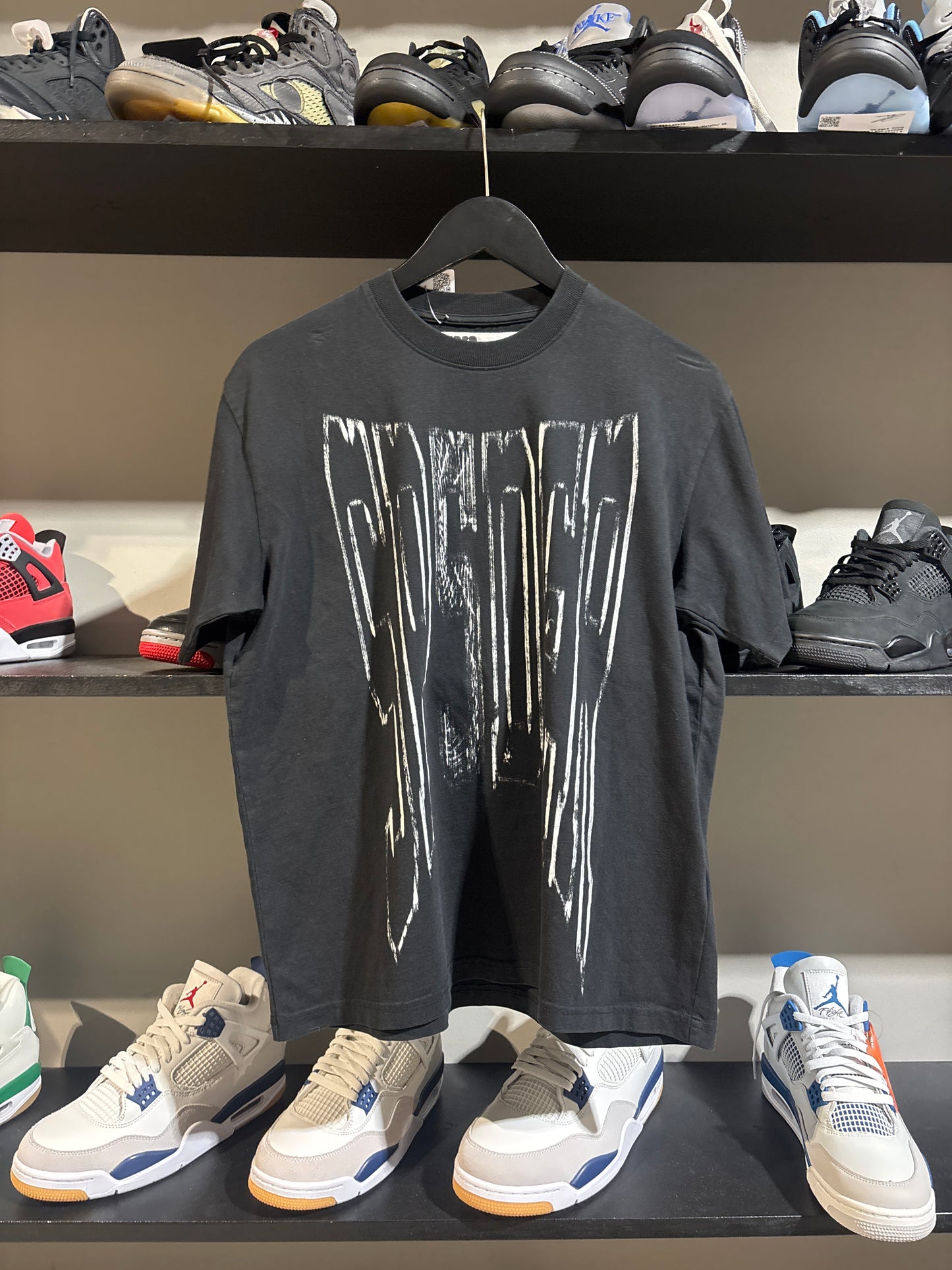 Sp5der Black/White Spellout Tee Sz XS