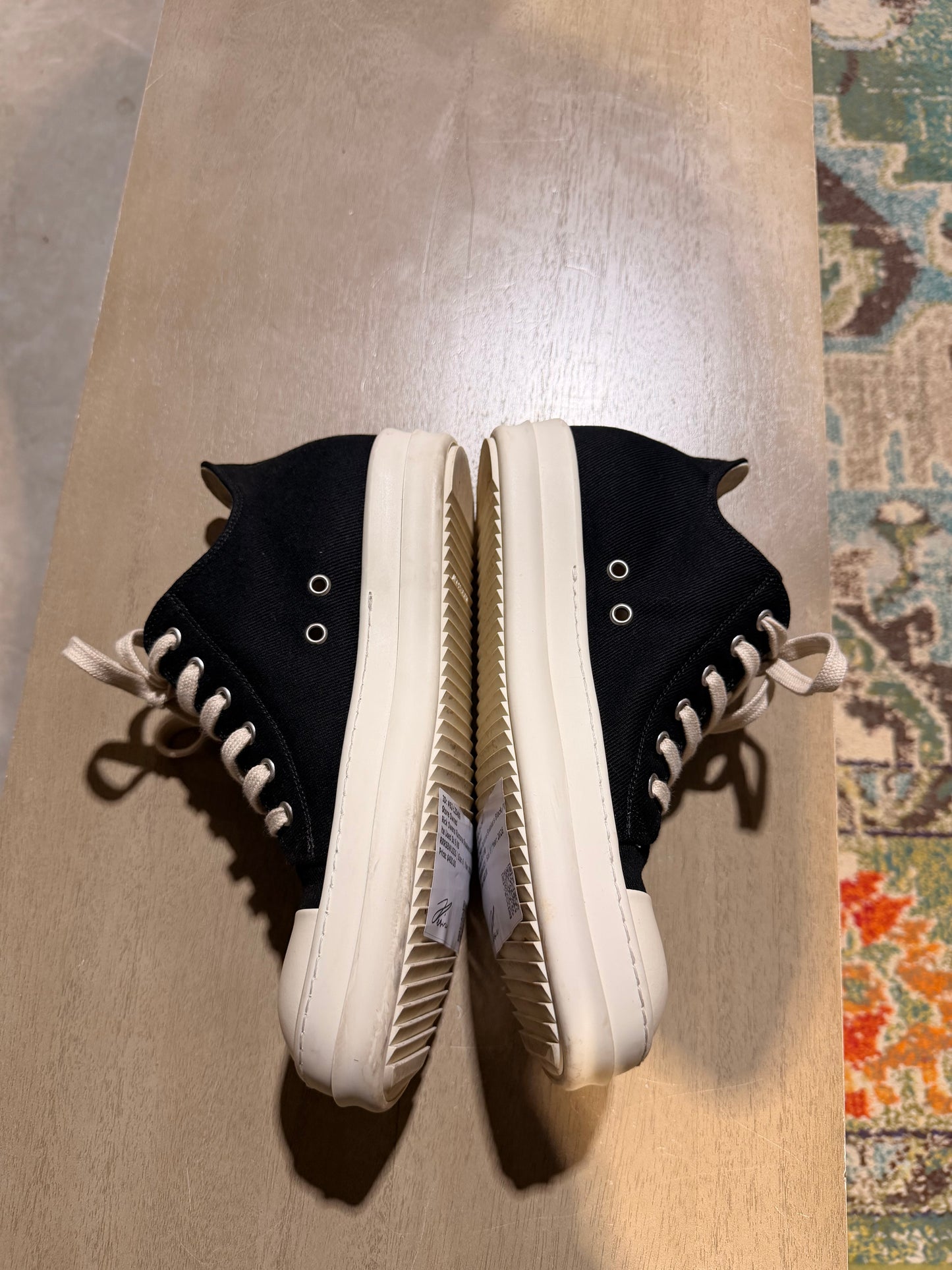 Rick Owens Ramone Sneakers Black/White Used Sz 6 NB