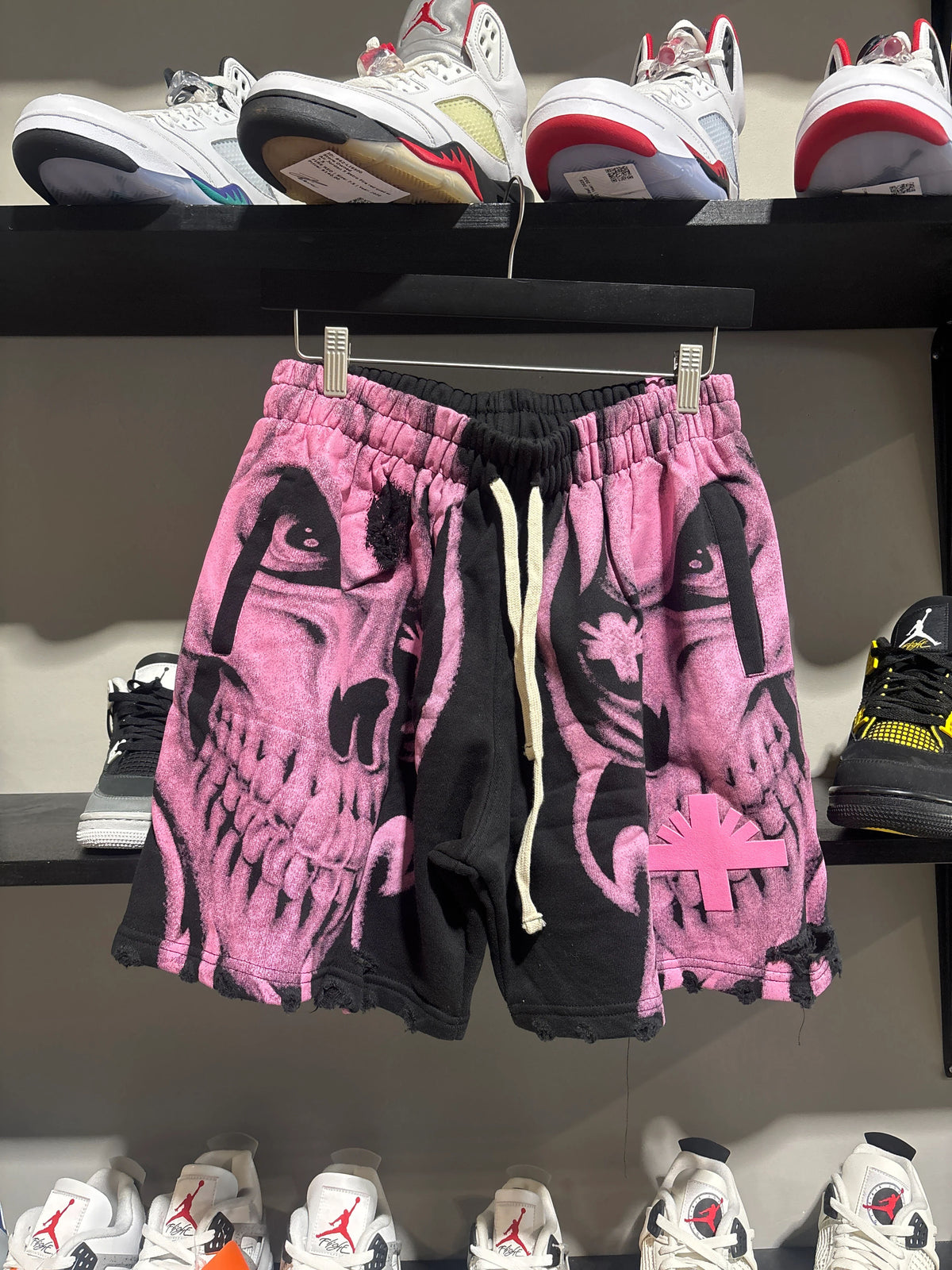 Vertabrae Pink/Black Skull Shorts
