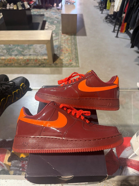 Nike Air Force 1 Low Patent Leather Dark Team Red Safety Orange - Pre-Owned