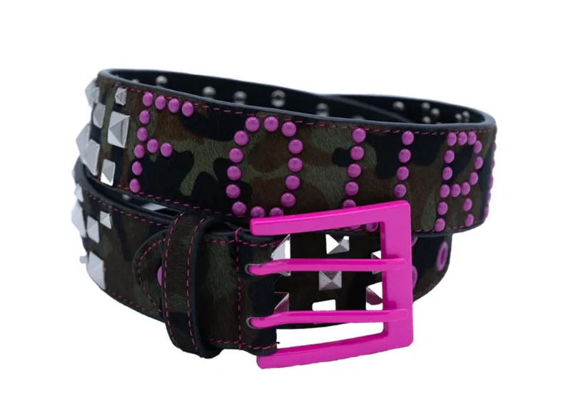 4Am Studded Belt Pink/Camo 2