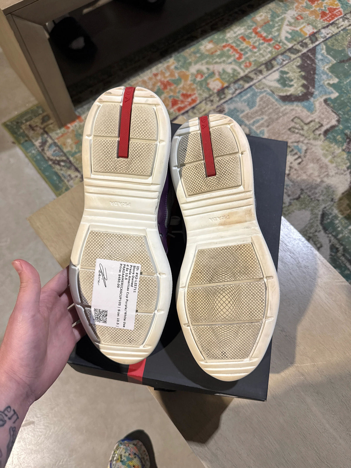 Prada Americas Cup Purple/White Used Sz 10.5 - Pre-Owned